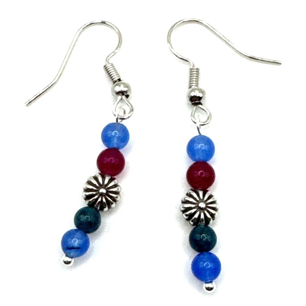Brighton Kyoto In Bloom Pink Blue Flowers Beaded Beads Custom Silver Earrings